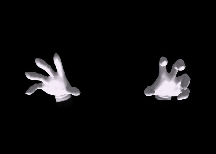 The Party: Menacing white gloved hands reaching out from black background