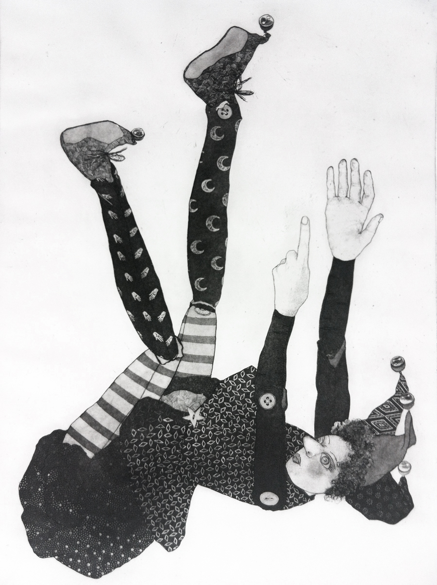 puppet jester falling upside down